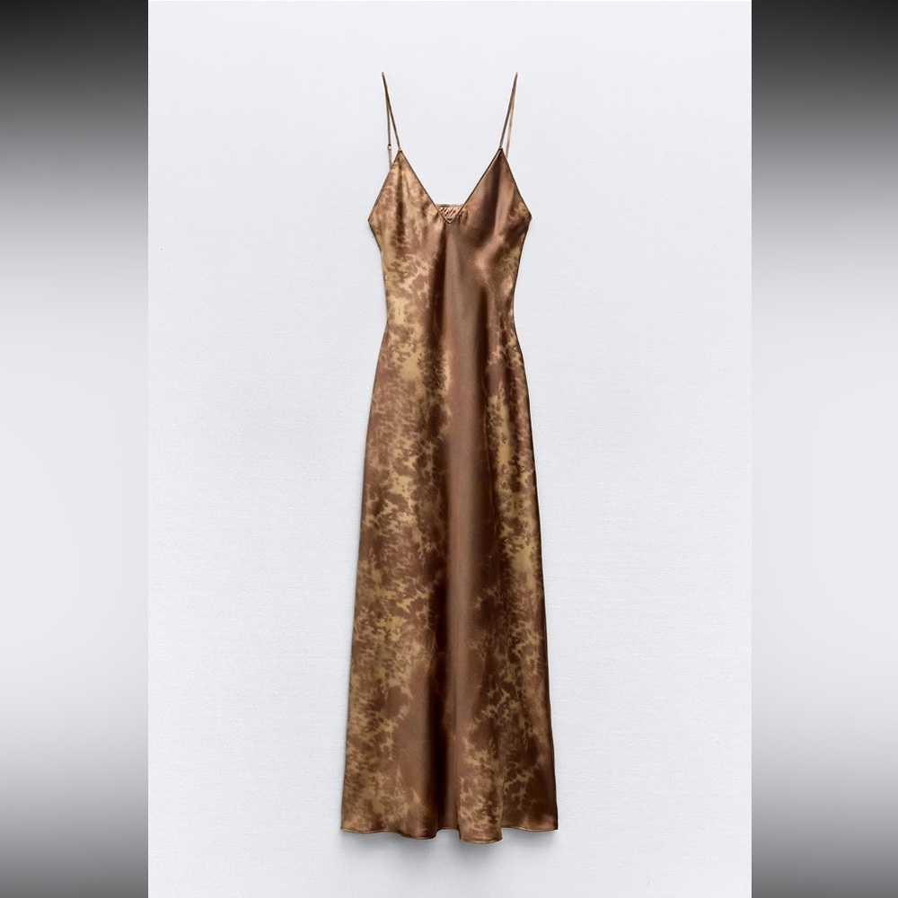 Zara Bronze Satin Maxi Dress